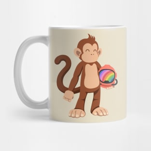 Monkey astronaut rainbow helmet Mug